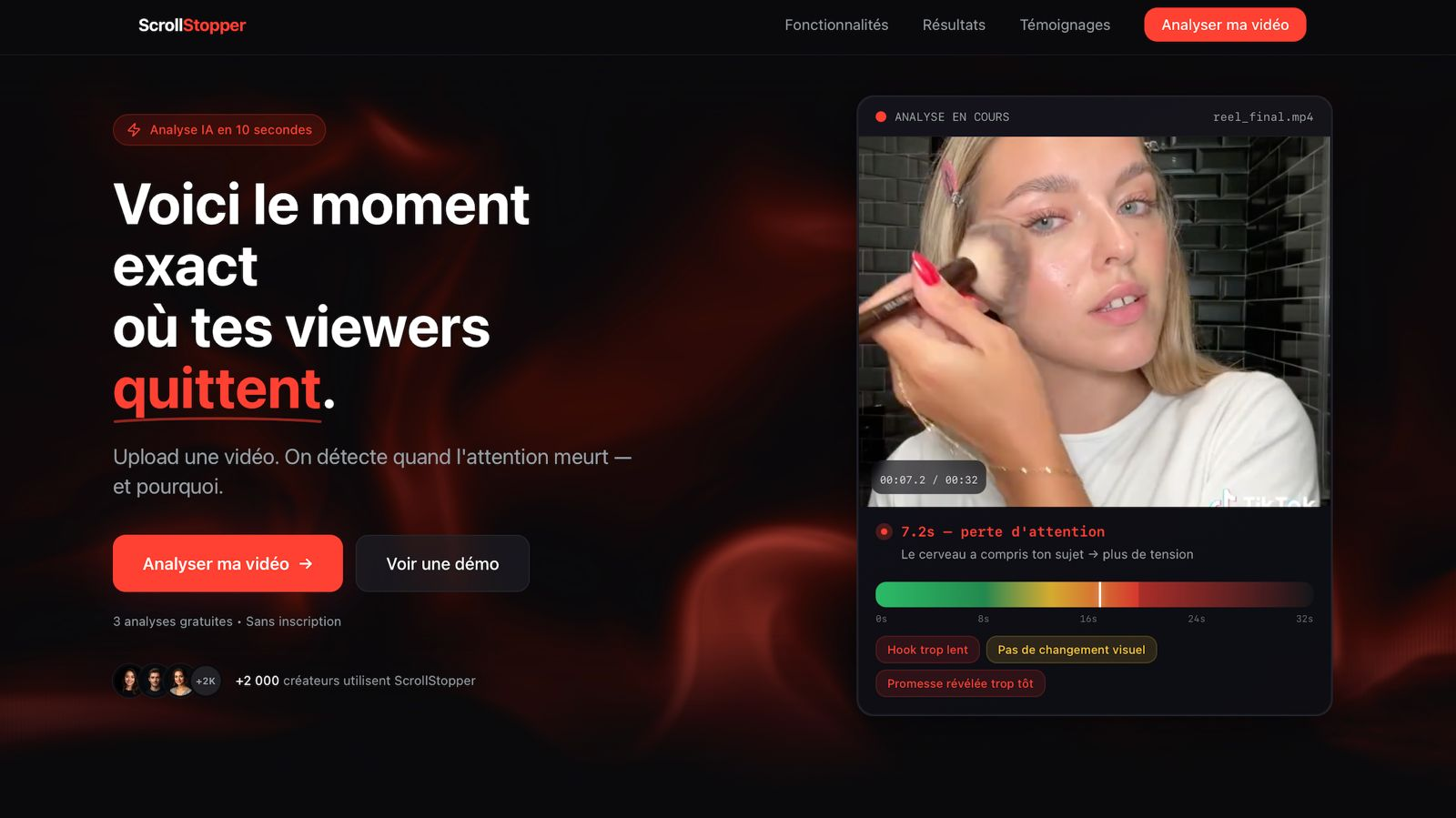 Landing page avec section scroll